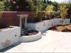 purchased fountain integrated into raised beds
