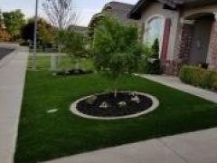 artificial turf with new planting bed