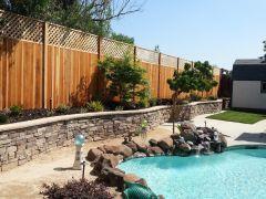 cultured stone wall and pool detail