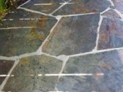 dark flagstone patio