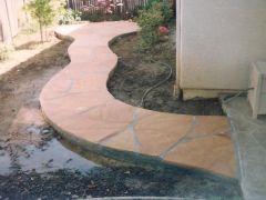 flagstone walkway and seating area